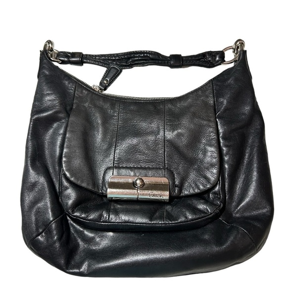 COACH Kristin Large Soft Black Leather Hobo Shoulder Bag READ GUC - Picture 1 of 12